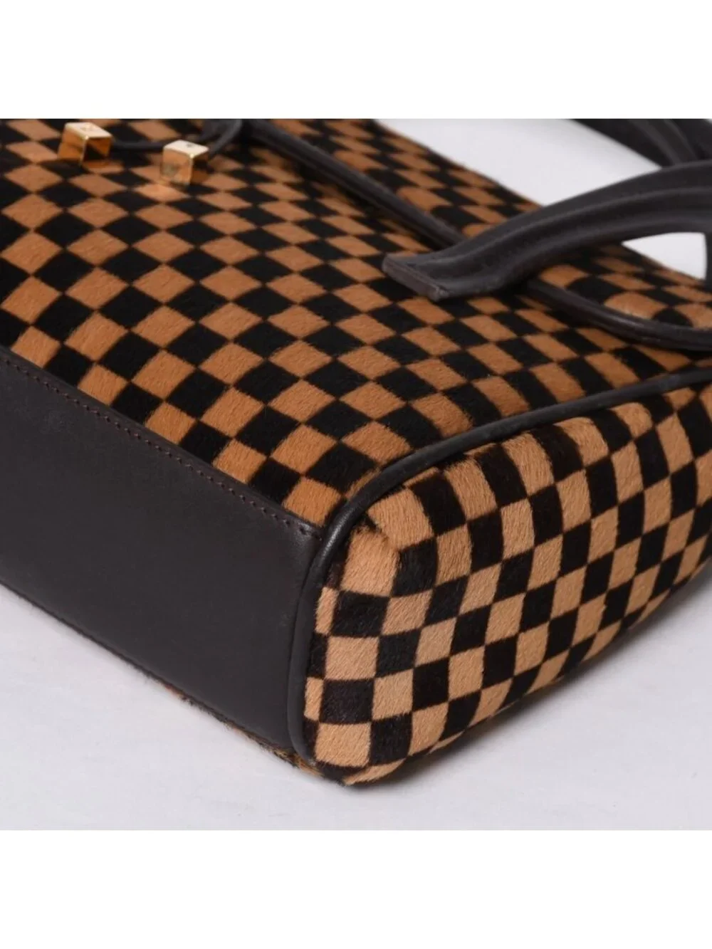 Louis Vuitton Lion Handbag Brown Leather Damier Sauvage Gold
